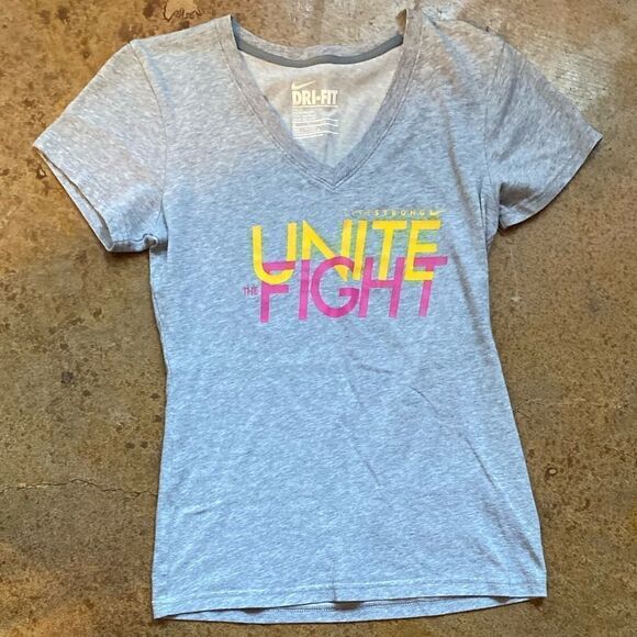 Nike Livestrong‎ Unite the Fight Dri-Fit  v neck heather grey tee - Picture 6 of 6